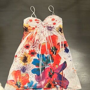 Rue21 White Multicolor Floral Watercolor Mini Dress